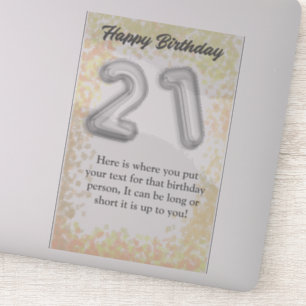 Happy birthday 21 year old sticker