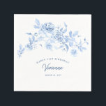 Happy Birthday 21st Blue Rose Floral Custom Napkins<br><div class="desc">Add flair to your birthday party table decor with these custom blue floral paper napkins.</div>