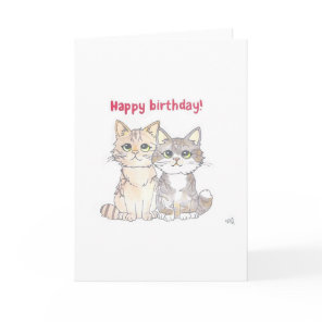Happy birthday - 2 cats Cards