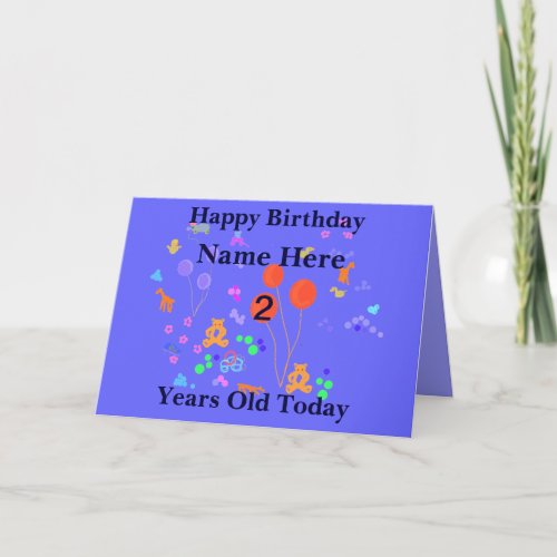 Happy Birthday 2 year old Add name Card