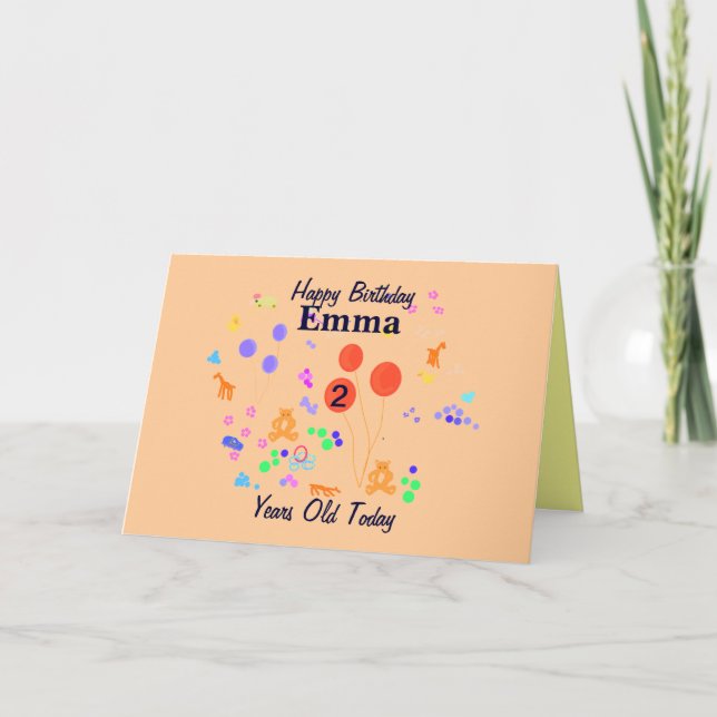 Happy Birthday 2 year old Card (Front)