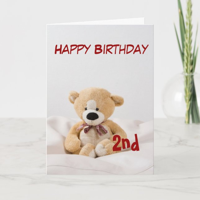 Happy Birthday 2nd Teddy Bear Theme Card (Front)