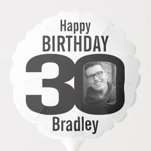 Happy birthday 30 custom name and photo balloon