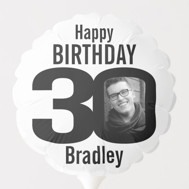Happy birthday 30 custom name and photo balloon (Back)