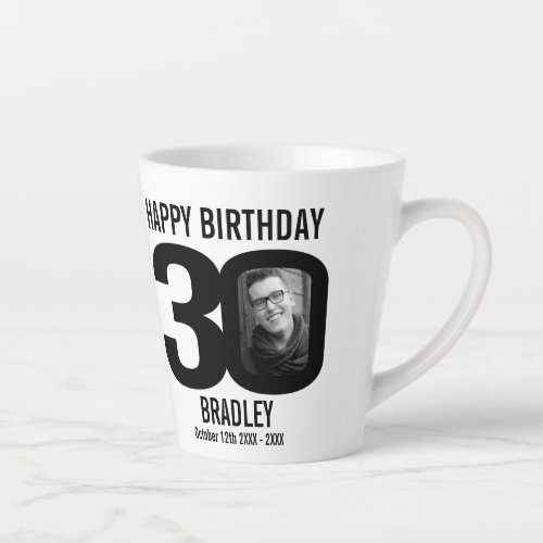 Happy birthday 30 name two photos in year mono latte mug