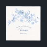 Happy Birthday 30th Blue Rose Floral Custom Napkins<br><div class="desc">Add flair to your birthday party table decor with these custom blue floral paper napkins.</div>