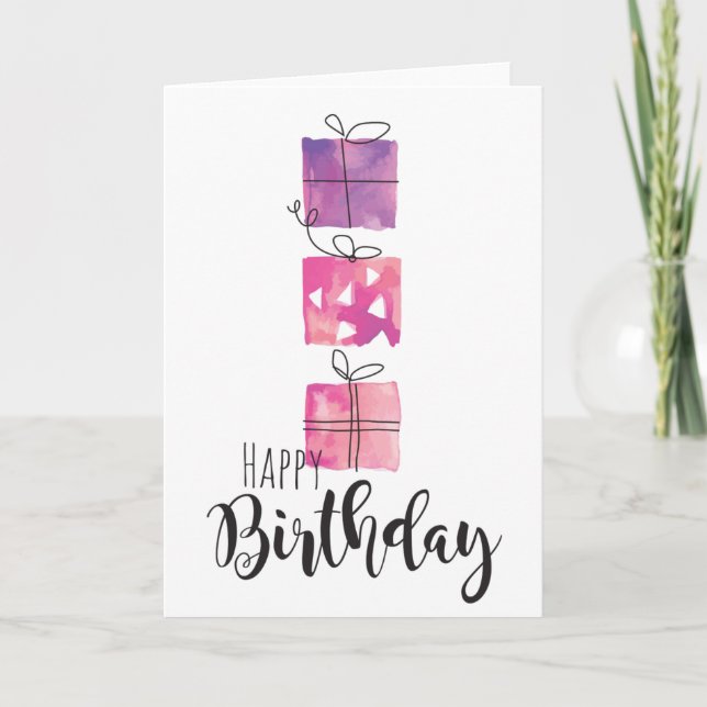 Happy Birthday 3 Gift Boxes - Personalize Card (Front)
