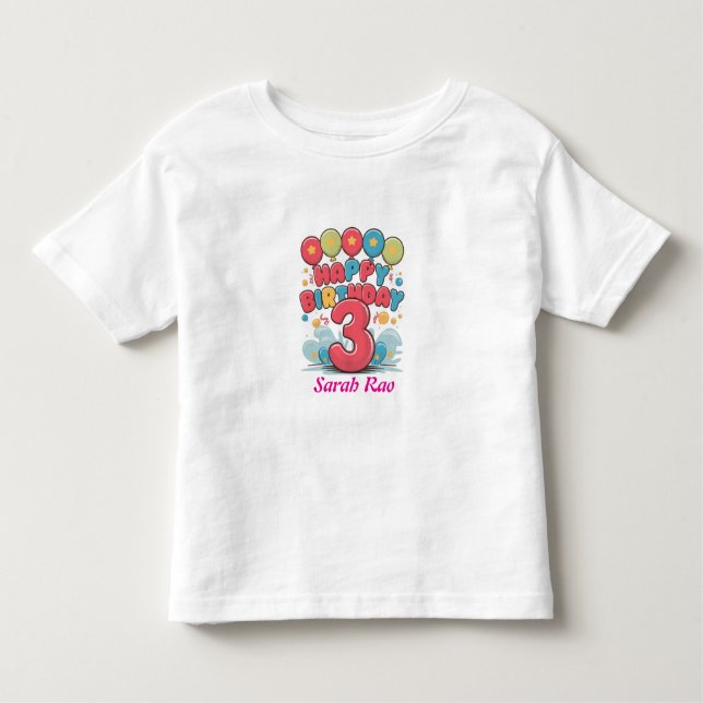 Happy birthday 3 gift for  toddler t-shirt (Front)