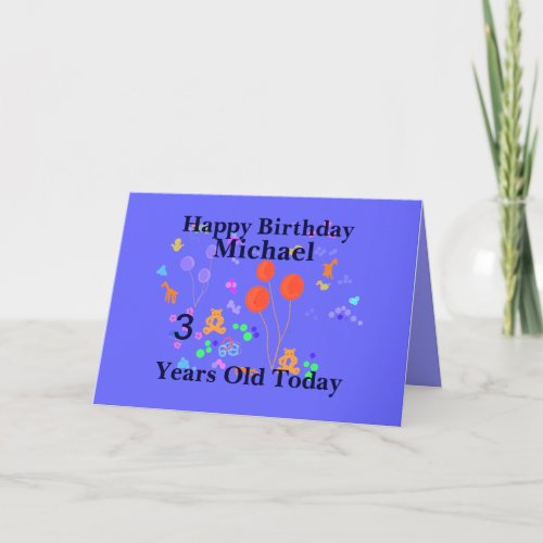 Happy Birthday 3 year old Card