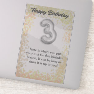 Happy birthday 3 year old sticker