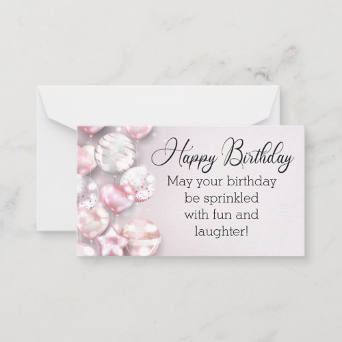 happy birthday 3d colorful balloons stylish pink  note card
