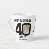 Happy birthday 40 name two photos in year mono latte mug (Left Angle)
