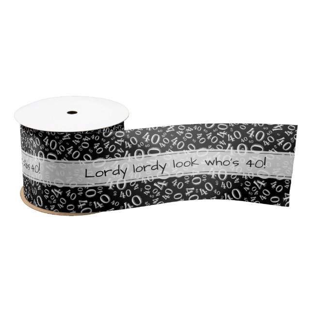 Happy Birthday" 40 Number Pattern Black/White Satin Ribbon (Spool)