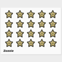 Happy Birthday: 40 Number Pattern Gold and Black Star Sticker | Zazzle