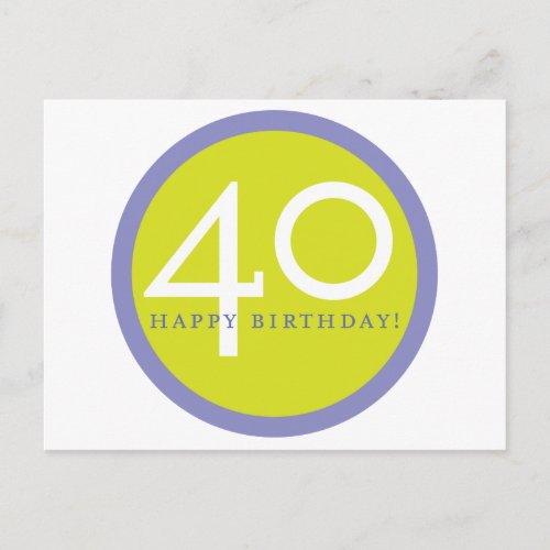 Happy Birthday 40 Postcard