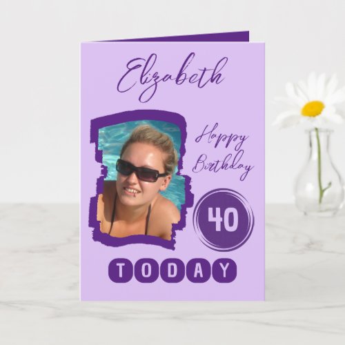 Happy birthday 40 today add photo purple