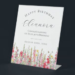 Happy Birthday 40th August Birth Flower Welcome Pedestal Sign<br><div class="desc">Elegant summer watercolor gladiolus flowers create a beautiful floral border at the bottom of this custom happy birthday welcome tabletop sign. Gladiolus flowers are the August birth flower. A trendy font combination gives it a modern aesthetic. All of the text is editable.</div>