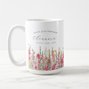 Happy Birthday 45th August Birth Flower Custom Coffee Mug