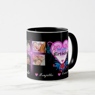 Happy Birthday 4 Photo Gift Mug