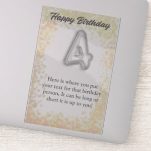 Happy birthday 4 year old sticker