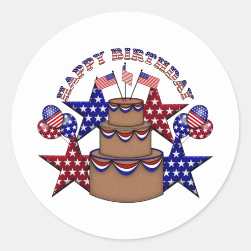 Happy Birthday 4th of July Classic Round Sticker