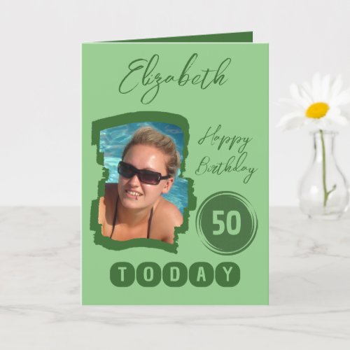 Happy birthday 50 today add photo green