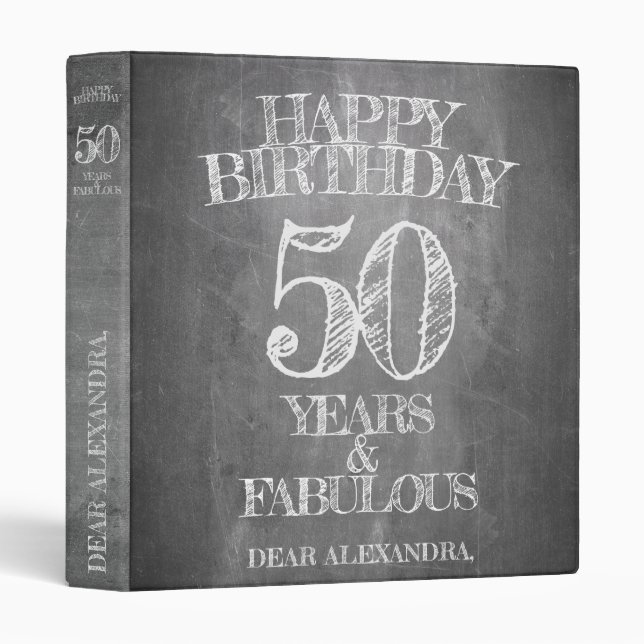 Happy Birthday - 50 Years & Fabulous 3 Ring Binder (Front/Spine)