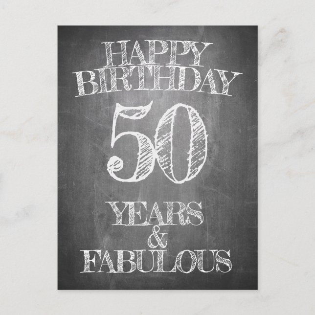 Happy Birthday - 50 Years & Fabulous Holiday Postcard (Front)