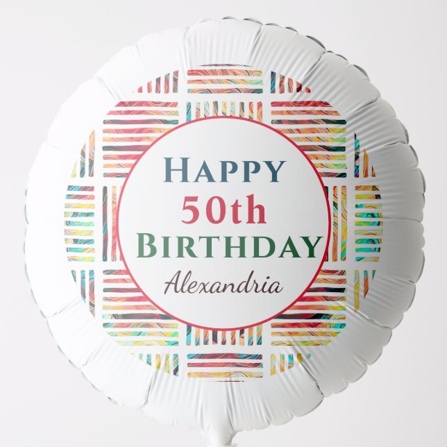 Happy Birthday 50th 50 Colorful Personalize Balloon (Front)