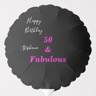Happy Birthday 50th Birthday Custom Age Pink Black Balloon