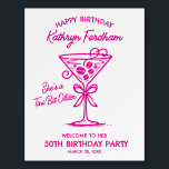 Happy Birthday 50th Party Pink Martini Welcome Foam Board<br><div class="desc">A whimsical pink espresso martini shows that the guest of honor is "a tini bit older." All text is editable.</div>