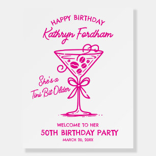 Happy Birthday 50th Party Pink Martini Welcome Foam Board