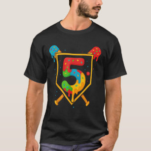 Happy Birthday 5 Year Old Baseball Ice Cream Sprin T-Shirt