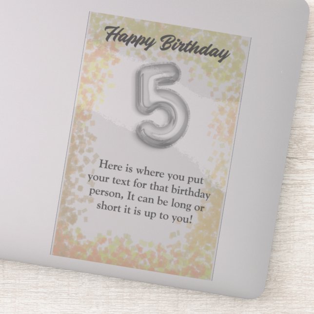 Happy birthday 5 year old sticker (Detail)