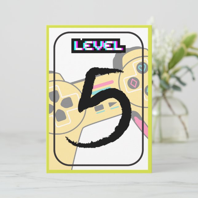 Happy Birthday - 5th birthday - Level Up  Invitation (Standing Front)