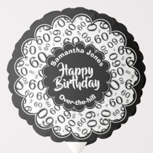 Happy Birthday, 60th Black/White Party Pattern Balloon