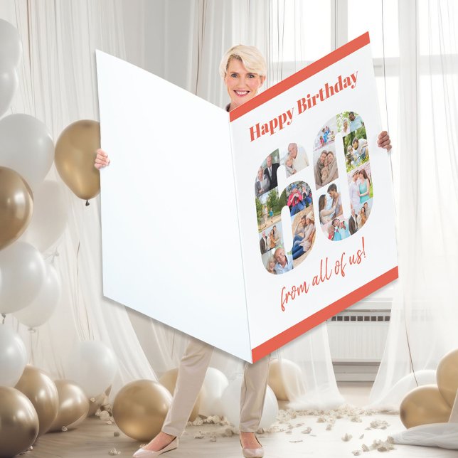 Happy Birthday 60th Milestone Photo Collage Huge Card (Creator Uploaded)