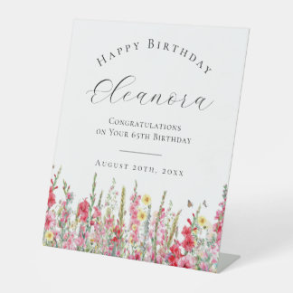 Happy Birthday 65th August Birth Flower Welcome Pedestal Sign
