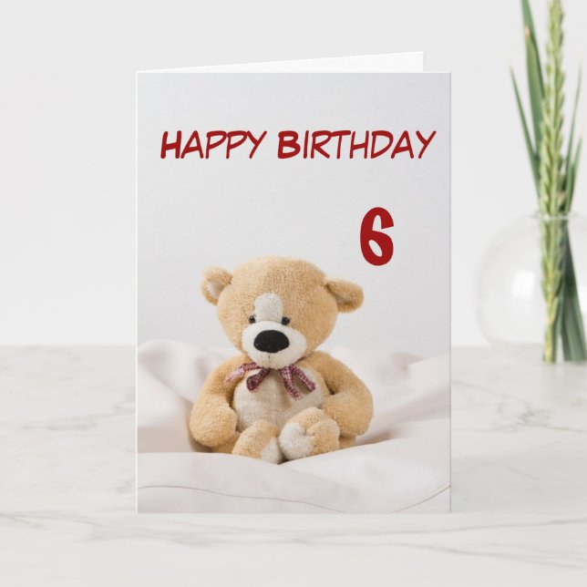 Happy Birthday 6th Teddy Bear Theme Card (Front)