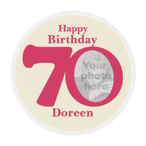 Happy birthday 70 name and photo frosting edible frosting rounds