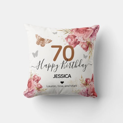 Happy Birthday 70  Personalized Throw Pillow