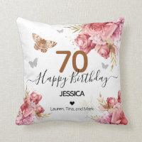 Happy Birthday 70 Personalized Throw Pillow