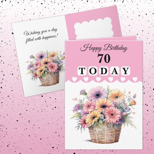 Happy Birthday 70 today flowers pink