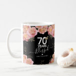 Happy Birthday 70 Years Blessed Pink Floral Coffee Mug<br><div class="desc">70 Happy Birthday Personalized year pillow. Easy to adjust. All text is adjustable if needed.</div>