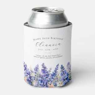 Happy Birthday 70th July Birth Month Flower Custom Can Cooler
