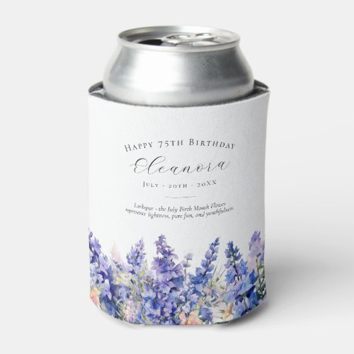 Happy Birthday 75th July Birth Month Flower Custom Can Cooler