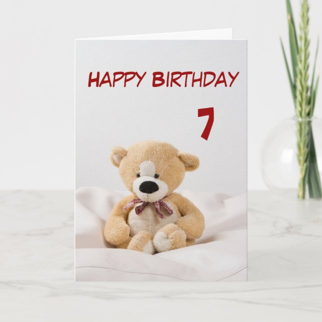 Happy Birthday 7th Teddy Bear Theme Card (Front)