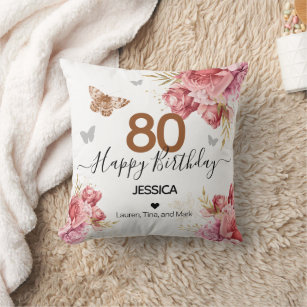 Happy Birthday 80 Personalized Throw Pillow