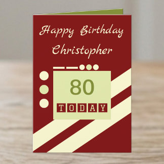 Happy birthday 80 today add name burgundy card
