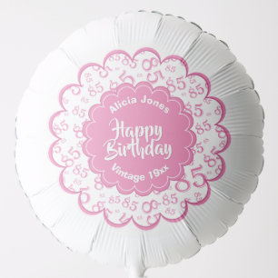 Happy Birthday, 85th Pink/White Fun Party Pattern Balloon
